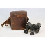 A Pair Of World War One / WW1 British Military Issued Field Binoculars Together With Original