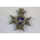 A Victorian The Derbyshire Regiment (Sherwood Foresters) Pouch Badge. White Metal Construction