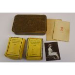 A Complete World War One / WW1 Princess Mary Christmas Tin - Tin In Brass Containing: Cigarette