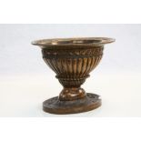 Arts and Crafts carved wooden pedestal bowl, engraved scrolling vine design in relief carved to rim,