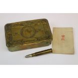 A World War One / WW1 Princess Mary 1914 Christmas Tin Together With The Original Christmas Card And