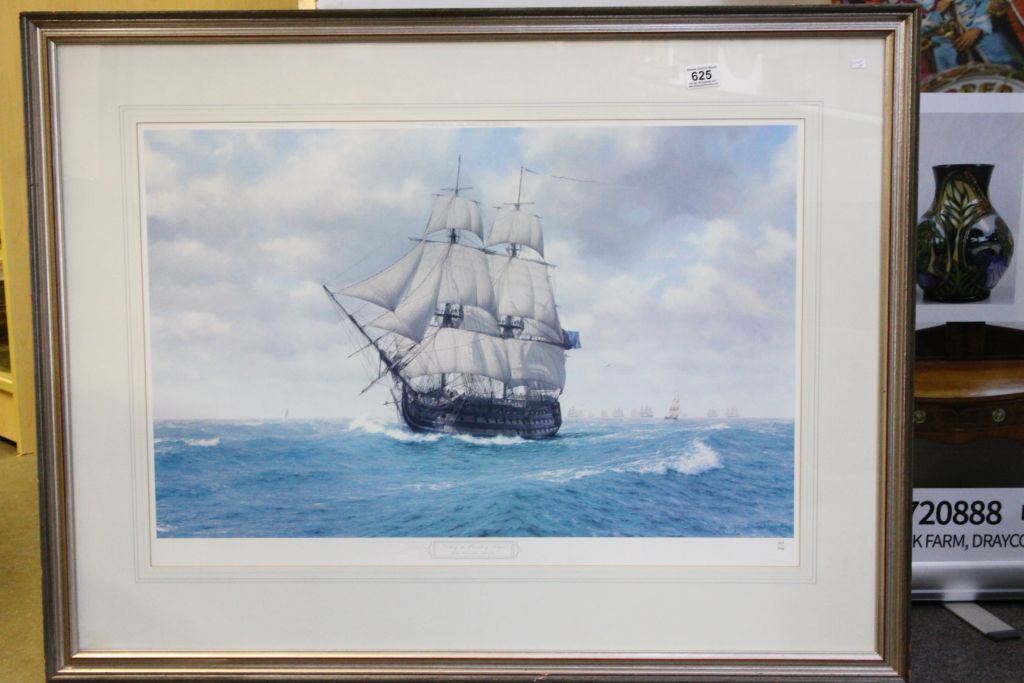 John Chancellor ltd edn Marine print titled "Victory in the Pursuit of Nelson" numbered 368 and