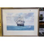 John Chancellor ltd edn Marine print titled "Victory in the Pursuit of Nelson" numbered 368 and