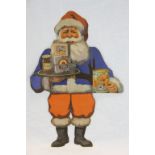 Vintage C.W.S Advertising Shop Display Promotional Board featuring Father Christmas holding