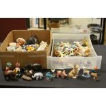 Collection of miniature animals, glassware etc
