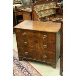 Early 19th century Mahogany Chest of Three Long Drawers with key, 88cms x 51cms x 78cms high
