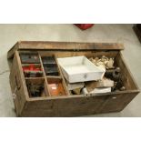 Wooden trunk containing vintage photographic processing and developing items