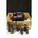 Four pairs of vintage Binoculars to include Military style & a cased pair of "Omiya"