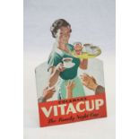 Vintage Advertising Shop Display Promotional Board ' Coleman's Vitacup ', 23cms high