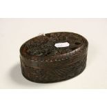 Vintage Chinese Soapstone Pot Pourri type oval box with Dragon decoration & pierced lid, has a