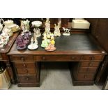 19th Century Mahogany twin pedestal desk of nine drawers
