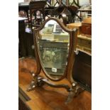 Regency Mahogany Framed Shield Shaped Swing Mirror, 54cms high