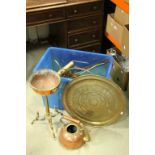 Collection of vintage Brass & Copper to include a Brass Jam pan, Copper & Brass Kettle with stand,