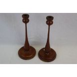 A Pair Of Turned Teak Candlesticks Made From The Teak Of HMS Terrible Whose Guns Relieved