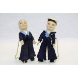 Handmade Norah Wellings vintage cloth Sailor Dolls