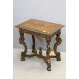 Early to Mid 19th century Continental Walnut and Burr Walnut Table with Carved Moulded Rim to Top