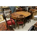 George III Mahogany D-End Dining Table with one additional leaf raised on Square Legs with