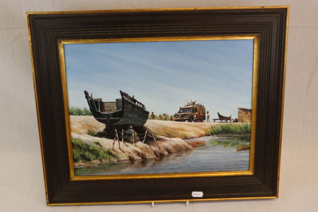 A Framed Oil On Canvas By J.H.L. Beattie Entitled Dry Dock.