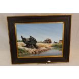 A Framed Oil On Canvas By J.H.L. Beattie Entitled Dry Dock.