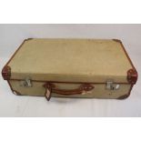 A Vintage 1970's Military Canvas And Leather Demob Suitcase, Marked With The Broad Arrow And Dated