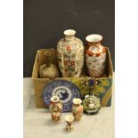 Small collection of vintage Oriental ceramics to include Satsuma Vases, Bottle vase & Dragon Head