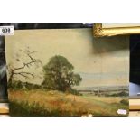 George Rollett 1930s oil on board impressionist rural scene inscribed verso, Birmingham Society of