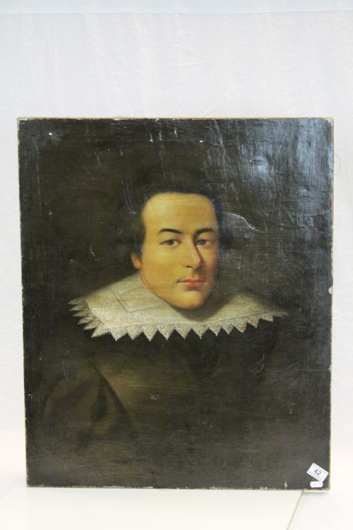 Antique oil on canvas of a gentleman in a 17th century costume