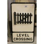 Metal railway sign level crossing