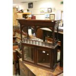 Victorian Hanging Wall Cabinet of Architectural Form with a Galleried Shelf over Two Glazed Doors,