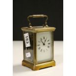19th Century Brass cased Strike, Repeat Carriage Clock for restoration with bevelled Glass
