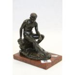 Patinated Bronze model of Mercury on a Red Marble base, stands approx 20cm