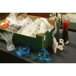 Box of assorted glassware including Murano