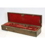 Early 20th century Oak gun case with fitted interior and some accessories N Guyot of Paris