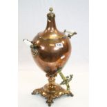 19th Century Copper Samovar with White Glass handles and Brass tap, stands approx 52.5cm to the