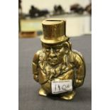 Vintage Brass Money box modelled as De Boer, Transvaal political theme, stands approx 14cm