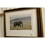 Wildlife interest Stephen Gayford signed ltd edn print of an Elephant in an African Landscape, no.