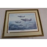 A Framed And Glazed Print Of Hurricanes From 32 Sqn R.A.F. Entitled Battle For Britain By Kenneth