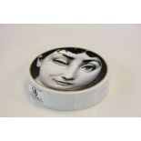 Rosenthal shallow ceramic dish with black & white Winking Female image by "Fornasetti", approx 12.