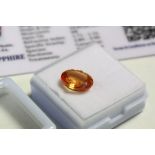 Unmounted Orange Sapphire 5.05ct in size & with GGL Certificate of Authenticity