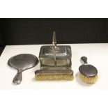 Two Hallmarked Silver Brushes & a Hand Mirror, plus a cut Glass & Silver plated Seafood dish with