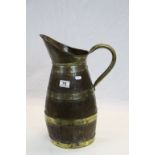 Vintage Coopered Oak Jug with Brass banding, neck & handle, possibly French & standing approx 44cm