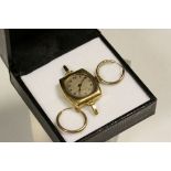 Gold Art Deco ladies watch and pair of yellow metal earrings