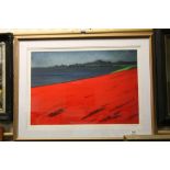 A limited edn modernist print titled The Red Flash pen caer indistinctly signed