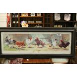 John Haysom framed art print study of rare breed Cockerels and Hens