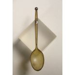 Late 19th / Early 20th century Horn ' Caviar ' Spoon with White Metal Mounts