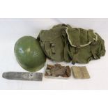 A Small Collection Of Militaria To Include Inert Ammunition, Kit Bags And Field Dressing.