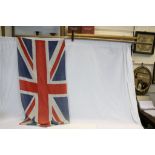Vintage Union Jack Flag by Stan Fogg & Son Ltd, Bristol, 140cms x 70cms, mounted on a Wooden Flag