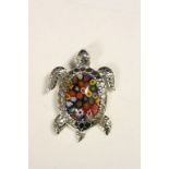 Silver and Murano glass turtle pendant