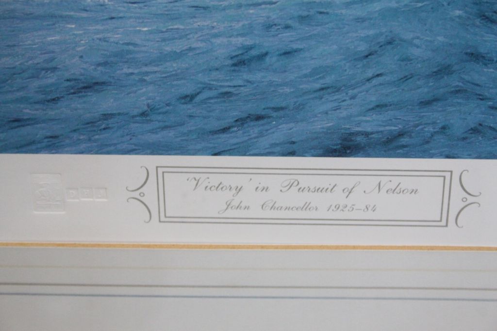 John Chancellor ltd edn Marine print titled "Victory in the Pursuit of Nelson" numbered 368 and - Image 3 of 3