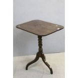 Georgian Oak Square Top Pedestal Table raised on three splayed legs, 66cms x 47cms x 73cms high